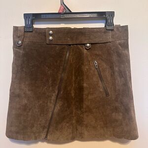 Blank NYC Brown Leather Mini Skirt